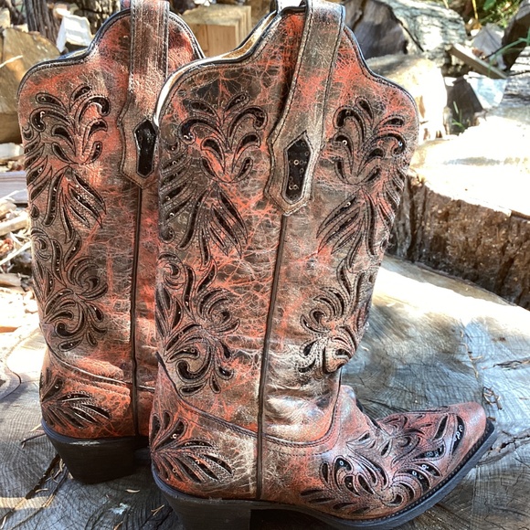 Corral Boots Beautiful Cutout Black Sequin Design Western Boho Boots - Picture 7 of 16